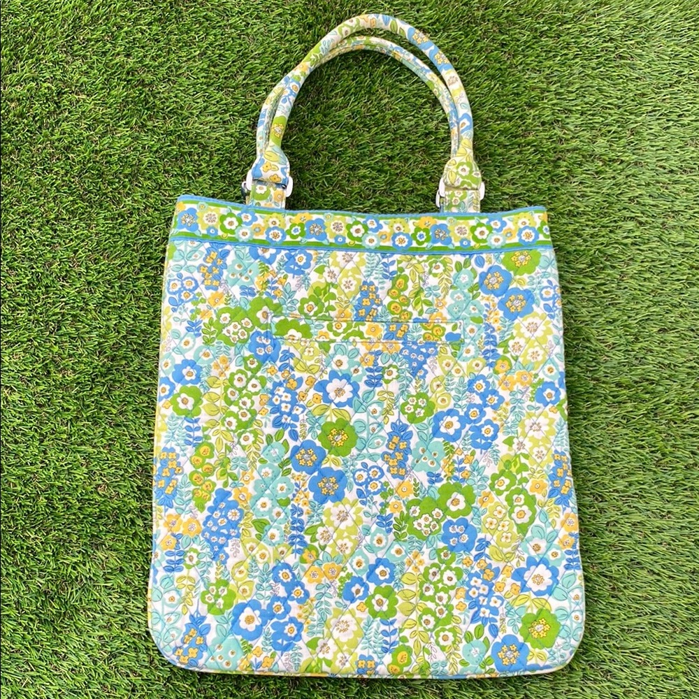 Retired Vera Bradley English Meadow Shoulder Tote Bag- Blue, Green, Yellow